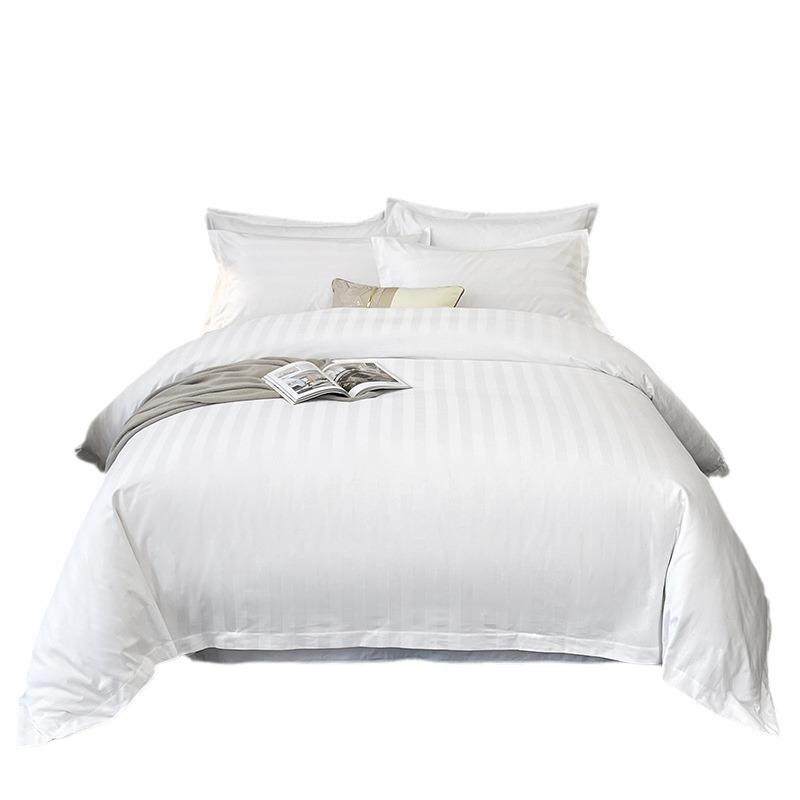 宾馆酒店床上用品四件套民宿风布草纯白色床品贡缎床单被套三件套