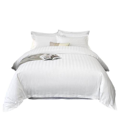 宾馆酒店床上用品四件套民宿风布草纯白色床品贡缎床单被套三件套