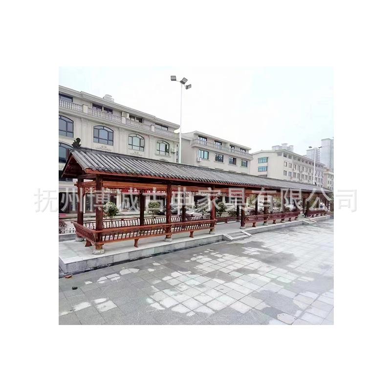 户外仿古凉亭文化古建木制回廊室外花园走廊廊桥农村庭院夏季长廊
