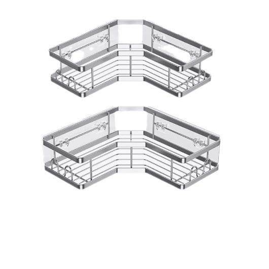 不锈钢免打孔三角置物架卫生间浴室厨房铁艺收纳架厕所墙上壁挂式