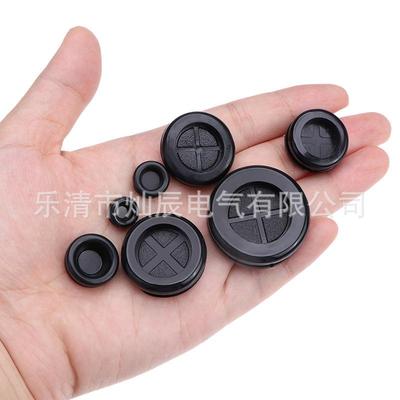 橡胶密封圈护线环电线出线圈170pcs盒装黑色双面护线圈组合套装