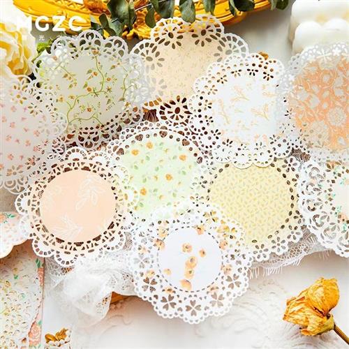 幼儿园环境装饰手工diy制作x材料蕾丝素材纸花型复古贴画贴纸折纸图片