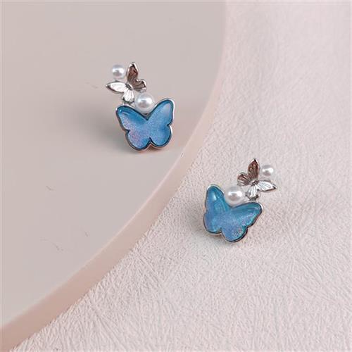 XUPING/旭平首饰 合金仿珍珠耳饰 蝴蝶GDQ X00108048