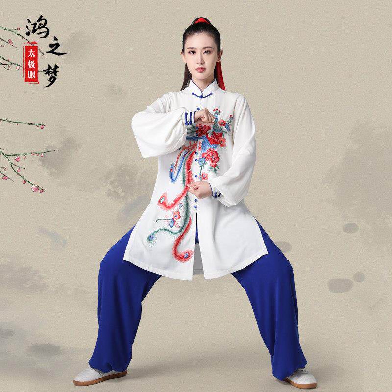 弹力麻刺绣太极服 女式中国风春夏秋三季穿 用于比赛表演 鸿之梦