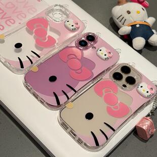 适用苹果17Pro女高级感可爱iPhone16/15Promax猫耳朵手机壳14plus卡通kitty猫立体12/13/11透明硅胶小米17/15