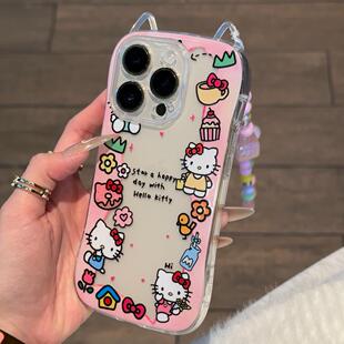 适用苹果16Pro女高级感可爱iPhone15Promax猫耳朵手机壳14plus蛋糕kitty猫小众opporeno15/13/14pro透明硅胶