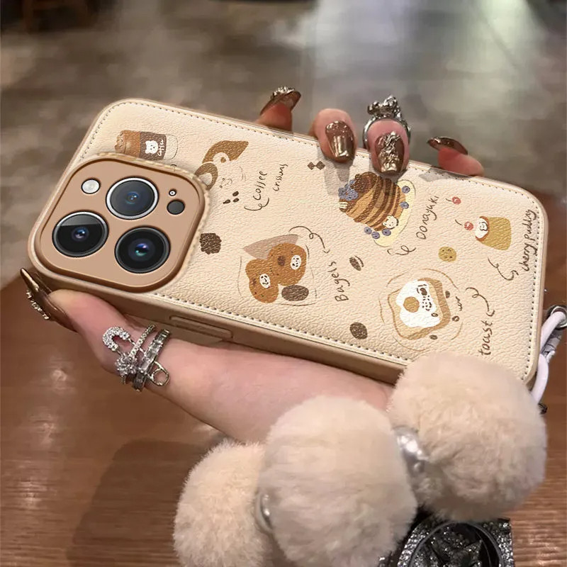 ins风皮纹鼓包全包防摔手机壳