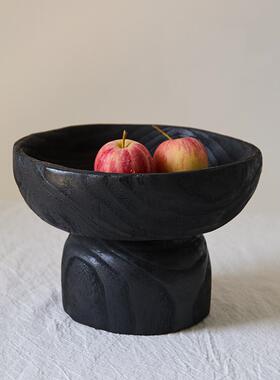 如是/侘寂风炭化木果盘做旧实木托盘民宿样板间蜡烛托盘装饰品