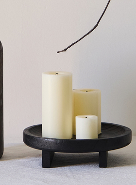 如是/侘寂风艺术炭化木干泡茶盘果盘装饰摆件民宿餐厅实木盘摆盘