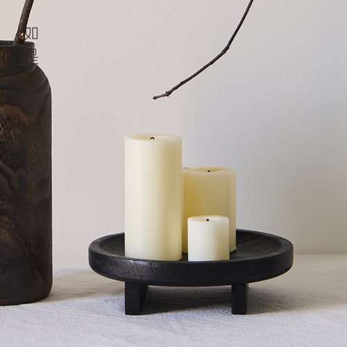 餐厅民宿摆盘如是炭化木侘寂风