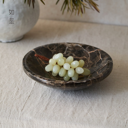 如是天然大理石轻奢圆形托盘