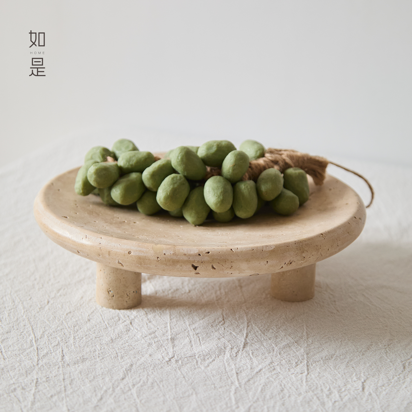 如是侘寂风复古创意洞石果盘