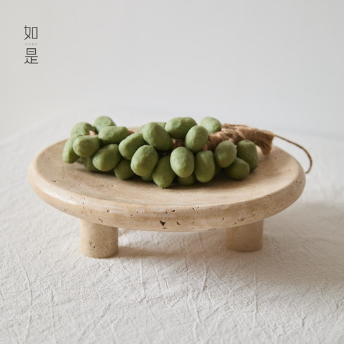 如是侘寂风复古创意洞石果盘
