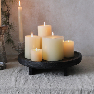 如是 饰摆件果盘 侘寂风黑色碳化木蜡烛台木质托盘茶盘酒店民宿装