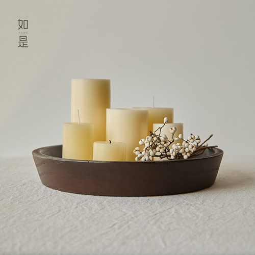 侘寂风圆形蜡烛托盘复古家居摆件