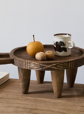 如是/侘寂风实木果盘复古木质托盘茶盘摆件民宿样板间装饰水果盘