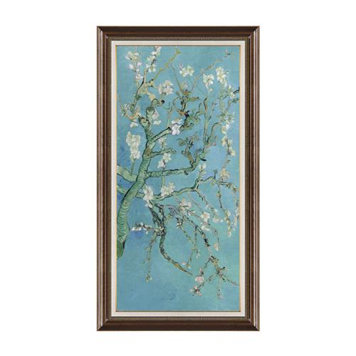 梅花壁画入户玄关装饰画美式过道走廊竖版挂画楼梯间手工手绘油画图片