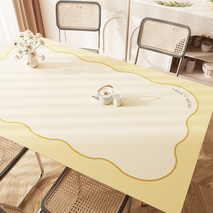 奶油风餐桌垫防油防水桌布可擦免洗pvc皮革垫防烫隔热茶几台布