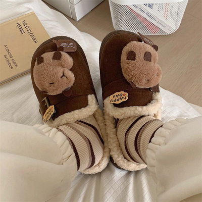 细细条可爱卡皮巴拉保暖户外棉拖