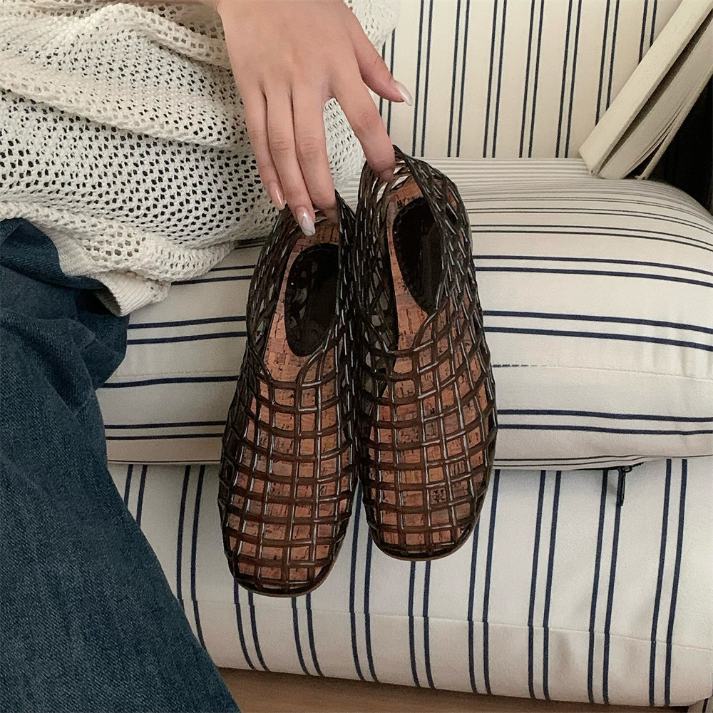 细细条 镂空网格小众网红平底果冻鞋洞洞鞋包头女士夏季水晶凉鞋,居家布艺,居家凉拖/凉鞋,淘宝优惠券,粉丝福利购,淘宝优惠卷