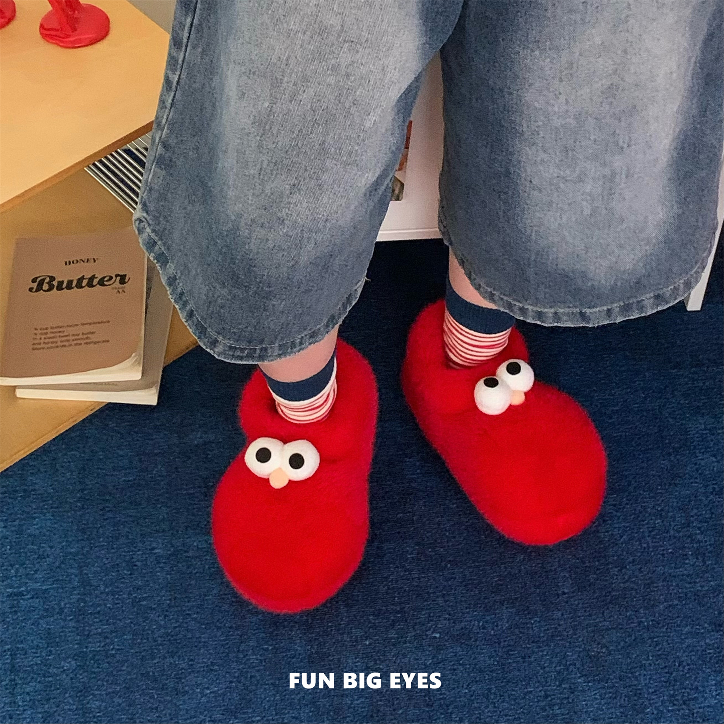 细细条可爱大头短筒棉鞋ins