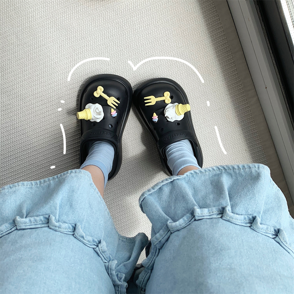 细细条亲子EVA软底冰淇淋洞洞鞋