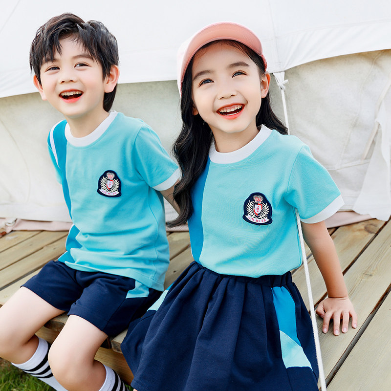 新品幼儿园园服夏装三件套小学生校服套装夏季款儿童运动会班服春