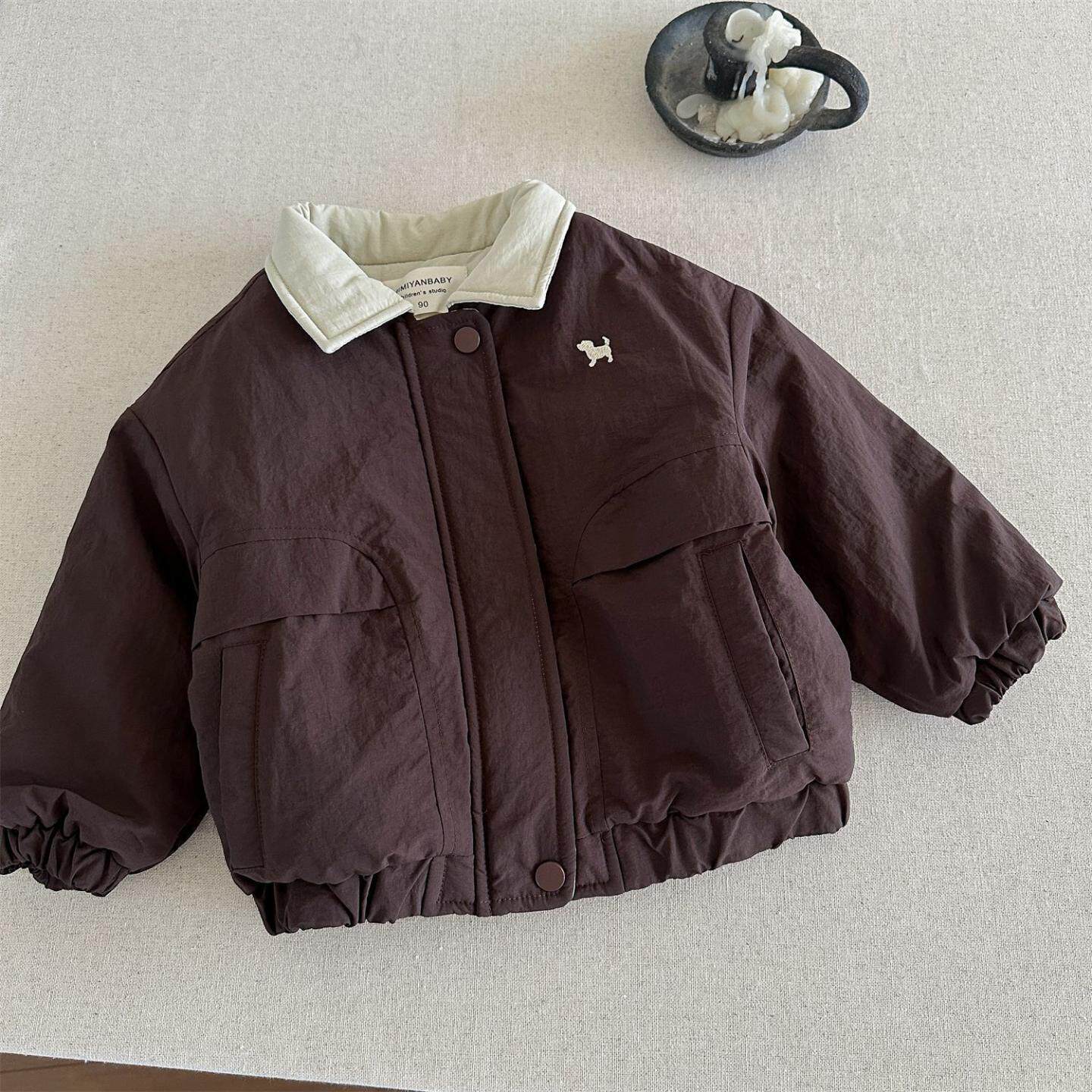 儿童棉服冬童装男童潮牌夹棉外套宝宝卡通小狗棒球服小童夹克