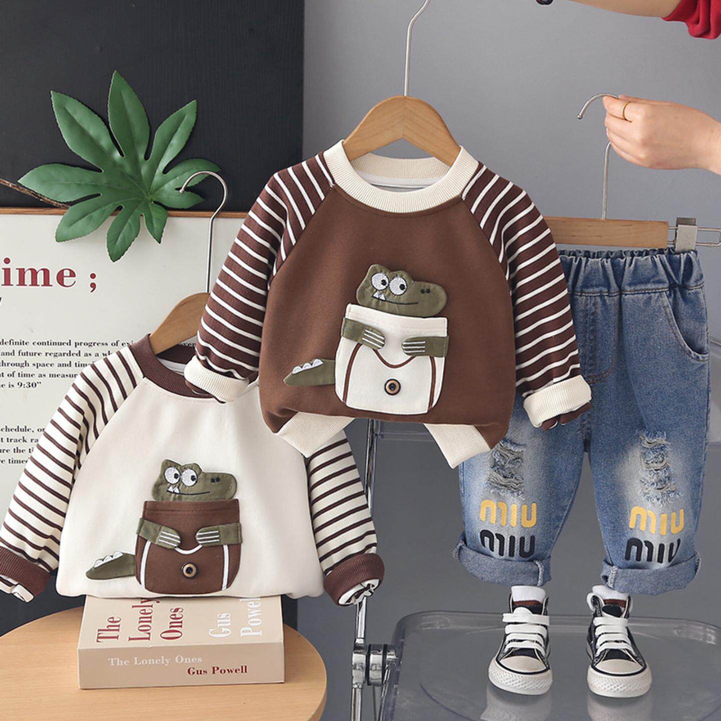 男童立体恐龙卫衣套装春秋洋气2儿童衣服男孩可爱童装1岁宝宝春装