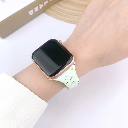 适用于iwatch9表带彩屑苹果手表s10表带apple watch8/7/6代Ultra/se运动液态硅胶个性回环式s9新款高级夏天45