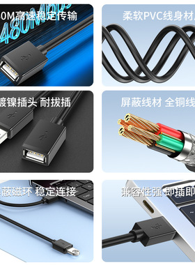 usb2.0延长线公对母全包usb数据线电脑U盘鼠标加长连接usb延长线