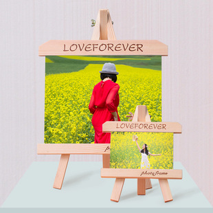 创意实木相框木刻画儿童画架摆台7寸8寸10寸12寸画架相框桌面
