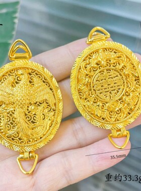 香包新中式沙金古法錾刻手工款凤凰于飞绿玛瑙项链高级感串珠毛衣