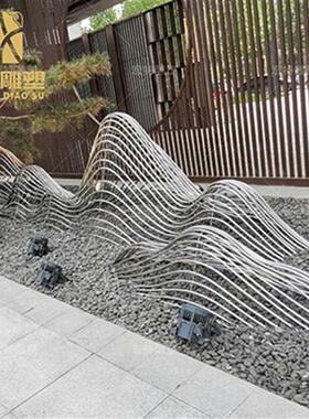不锈钢假山雕塑定制金属线形管片型创意镂空装饰售楼部水景观摆件