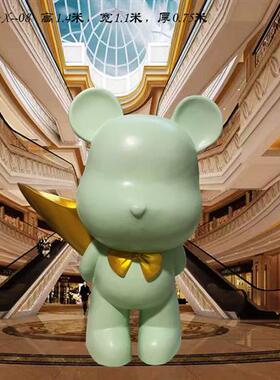 玻璃钢卡通熊雕塑定制红色小熊摆件户外商广场样板间酒店落地装饰