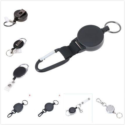15Styles Key Ring Clip Retractable Pull Key Ring Chain Reel