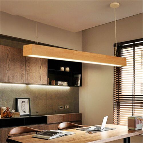 极速Japanese Style Simple Solid Wood Long Strip Office Lamp