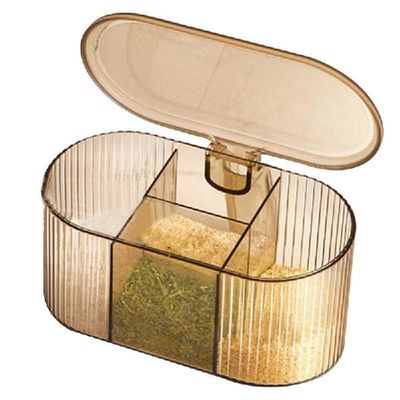 4 Grid Seasoning Box Set Spice Salt Sugar Jars Pepper