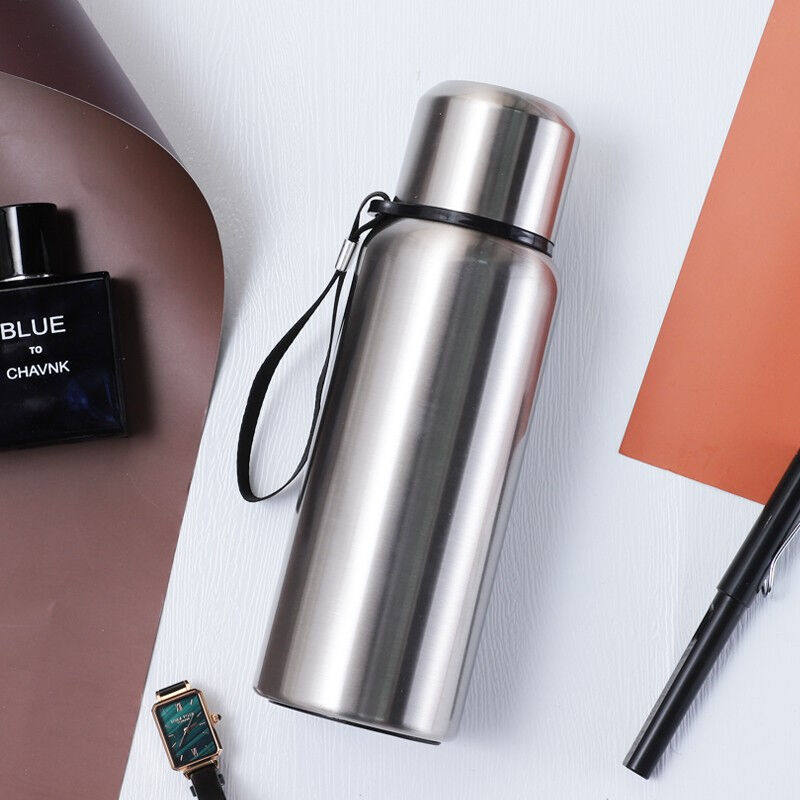 不锈钢保温杯男便携大容量水杯泡茶杯简约大号水杯本色600毫升