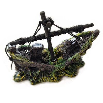 极速1Pcs Aquarium Decoration Wreck Ship Ornament Sailing Boa