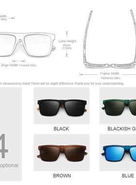 太阳墨镜偏光镜眼镜男士新款复古男方形防潮女开车真皮礼盒2022框