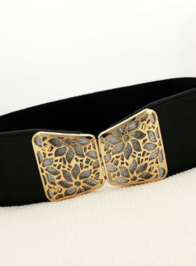 New Fashion Korean Style Buckle Elastic Wide Belt Wide Cumme