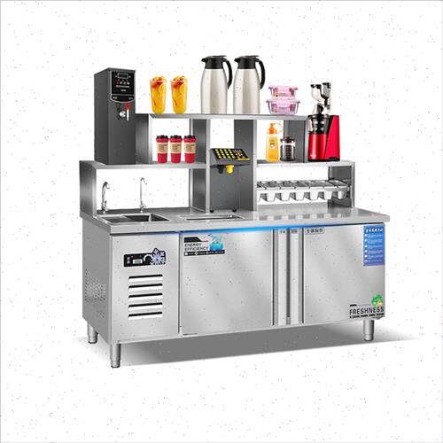 水吧台商用奶茶操作台不锈钢冷藏保鲜工作台全套设备饮品店雪克台