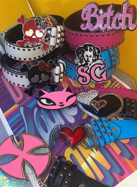 Metal Gothic Rivet Vinte Letter Waist Chain Belt For Women