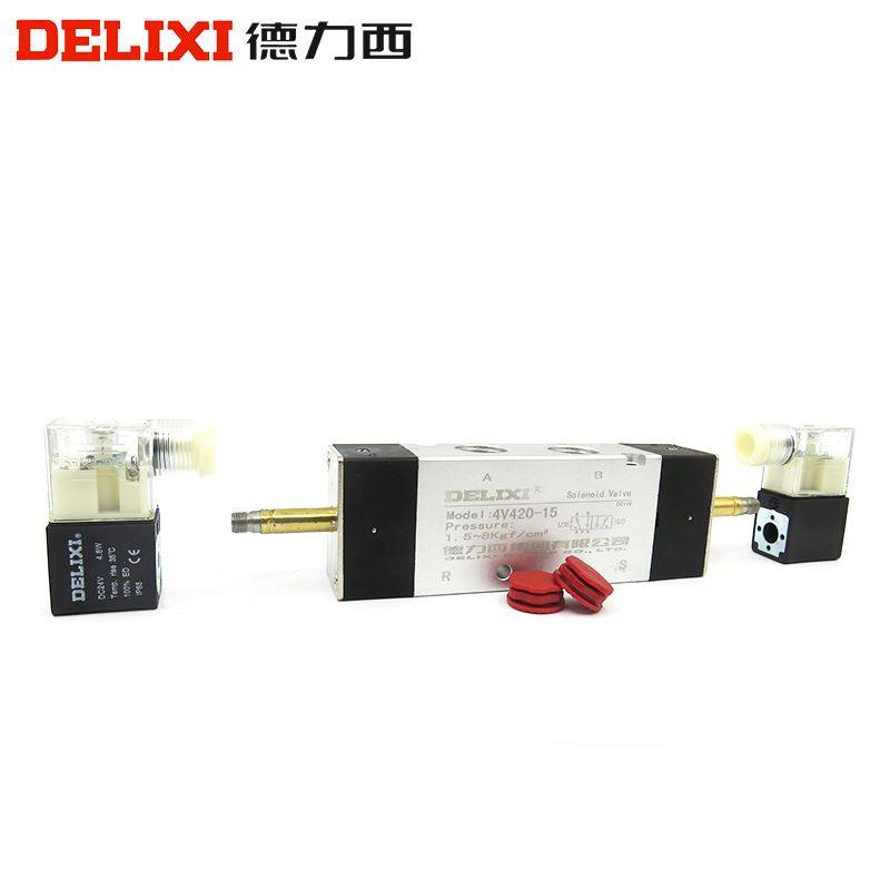 。德力西电磁阀4V420-15/10二位五通换向阀2位5通气阀线圈AC220V2