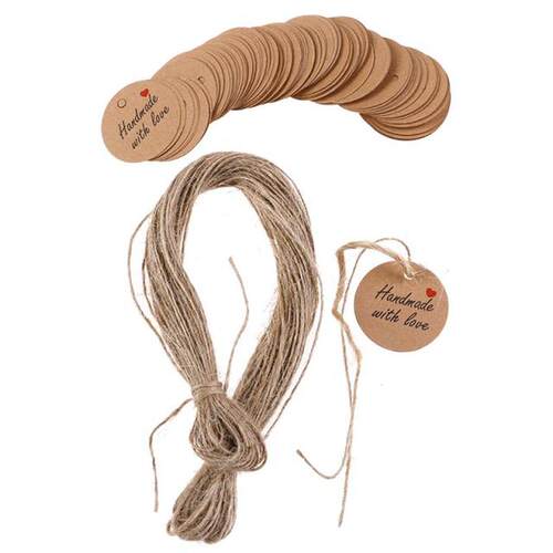 极速100 Pieces Handmade With Love Labels Hang Tags Blank Kra