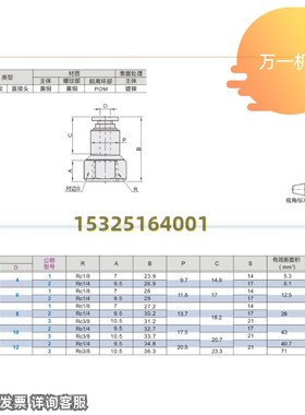 J-XXH01/J-XXH51-D4/6/8/10/12-M5/1/2/3/4 快插接头直接头内螺纹