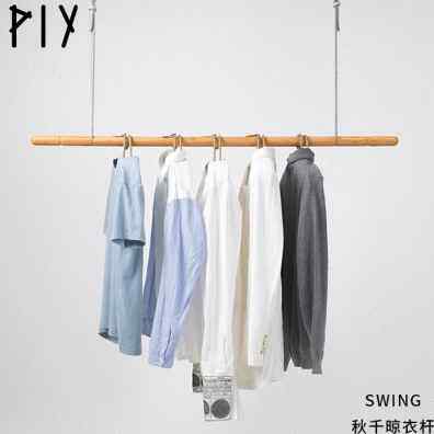 极速新品PIY 晾衣杆阳台顶装伸缩可调节晾挂衣架简约家用现代单杠