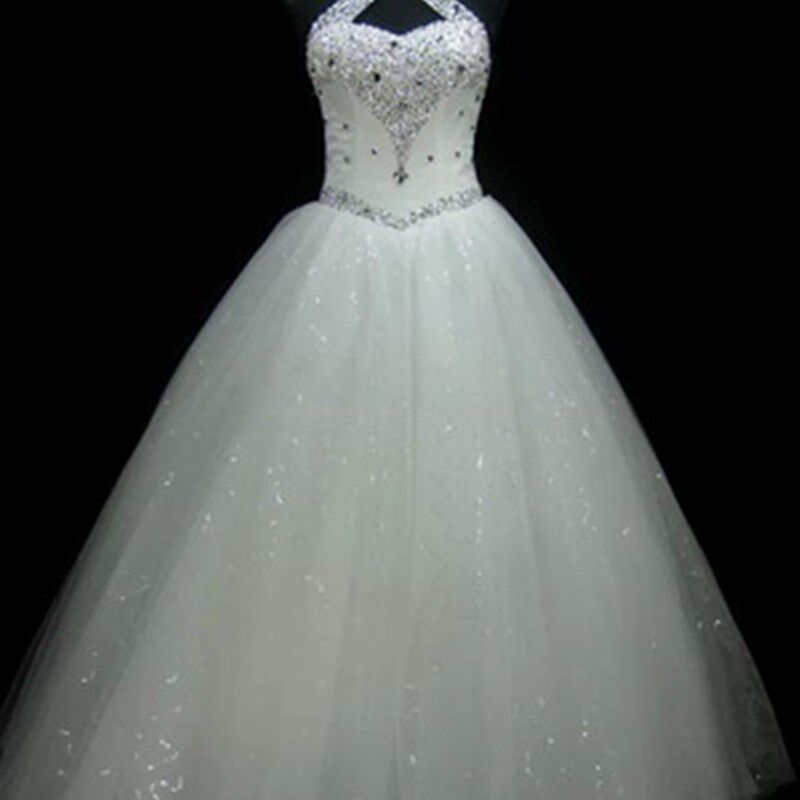 New Cheap Beach Halter Sexy Beading A Line Tulle Plus Size W