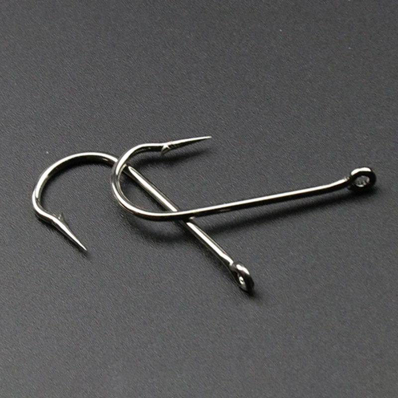 带孔长柄鱼钩有倒刺管付海钩鱼钩散装钩黑鱼钩钓黑鱼鲶鱼专用鱼钩